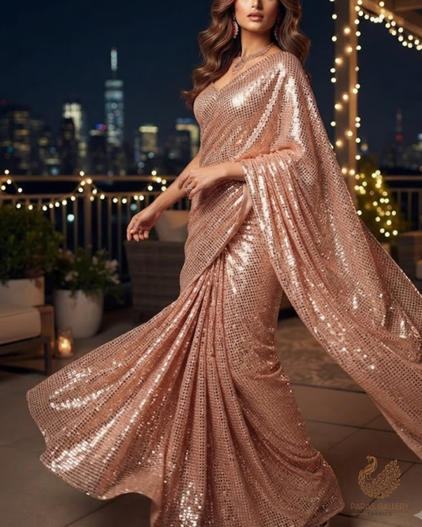 Mouni Roy Inspired Edition | Rose Gold Exclusive Unstitched Fabric 23622