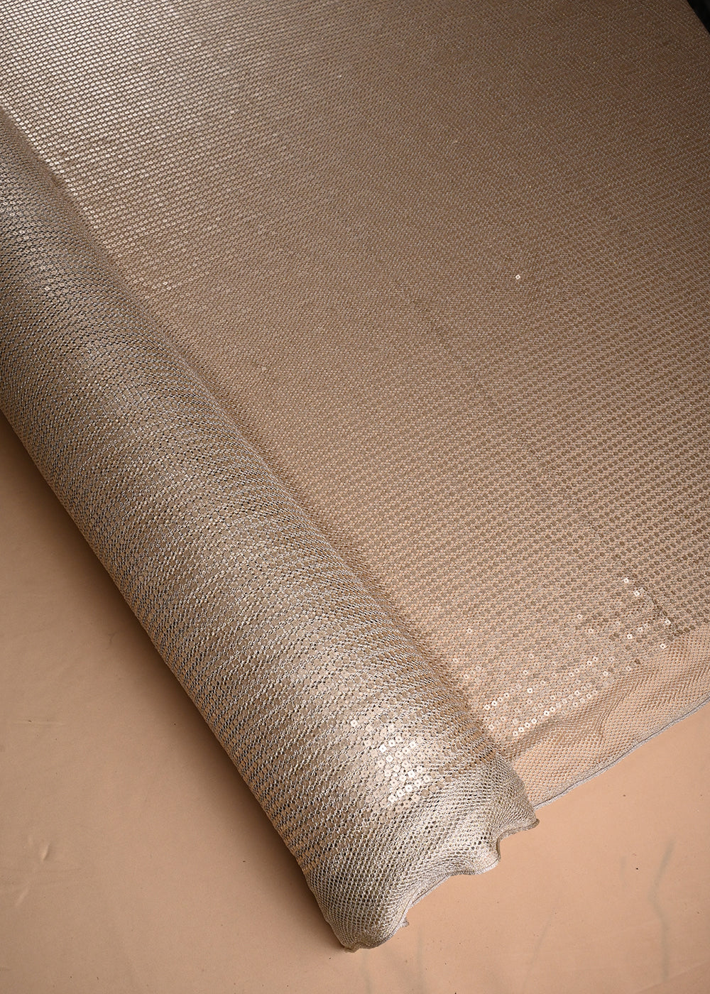 Light Gold Exclusive Fabric With All Over Sequins Work 23623