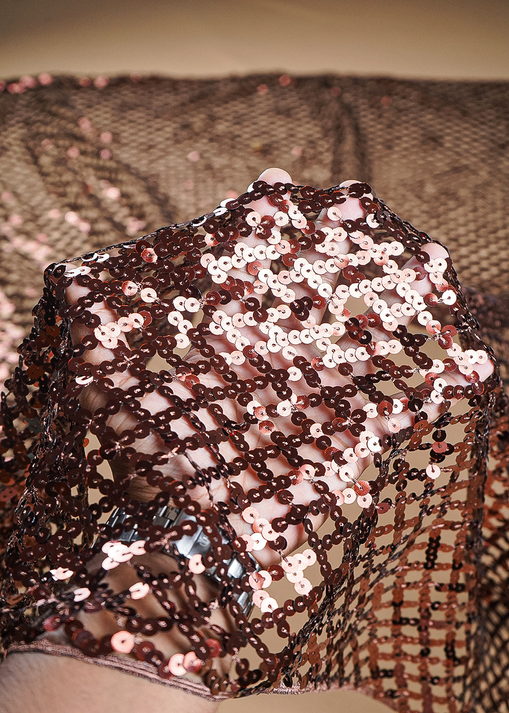 Copper Exclusive Fabric With All Over Sequins Work 23624