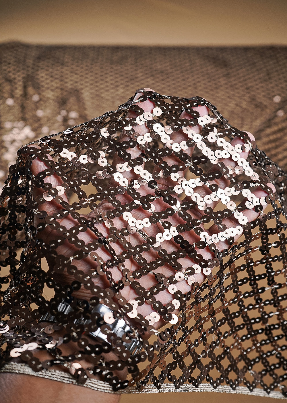Chocolate Brown Exclusive Fabric With All Over Sequins Work 23630