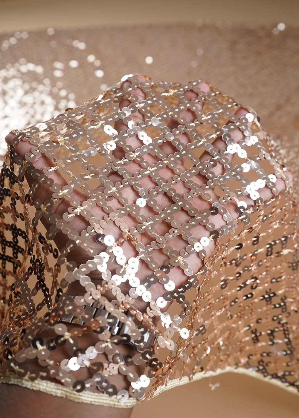 Golden Exclusive Fabric With All Over Sequins Work 23631