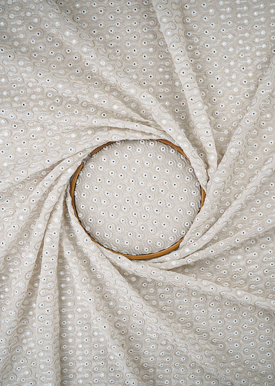 White Dyeable Georgette Fabric With All Over Sequins, Thread And Faux Mirror Work 23635