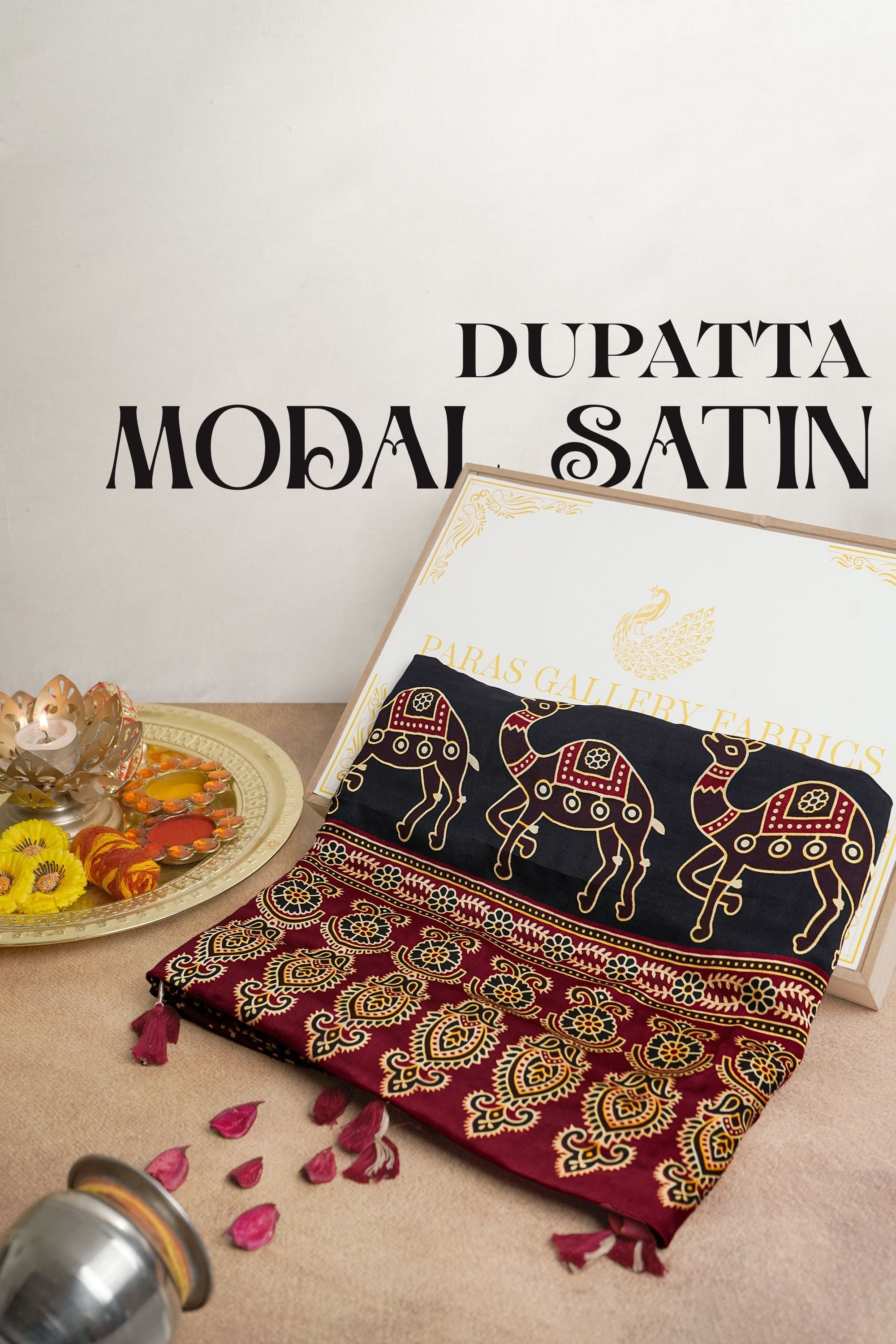 Maroon Modal Satin Dupatta With All Over Ajrakh Print 23668
