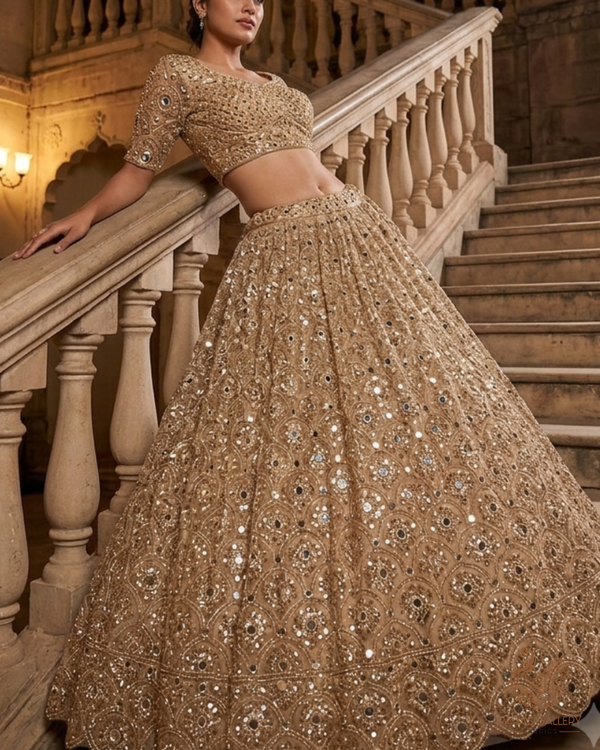 Komal Pandey Inspired Edition | Golden Imported Net Unstitched Fabric 23677