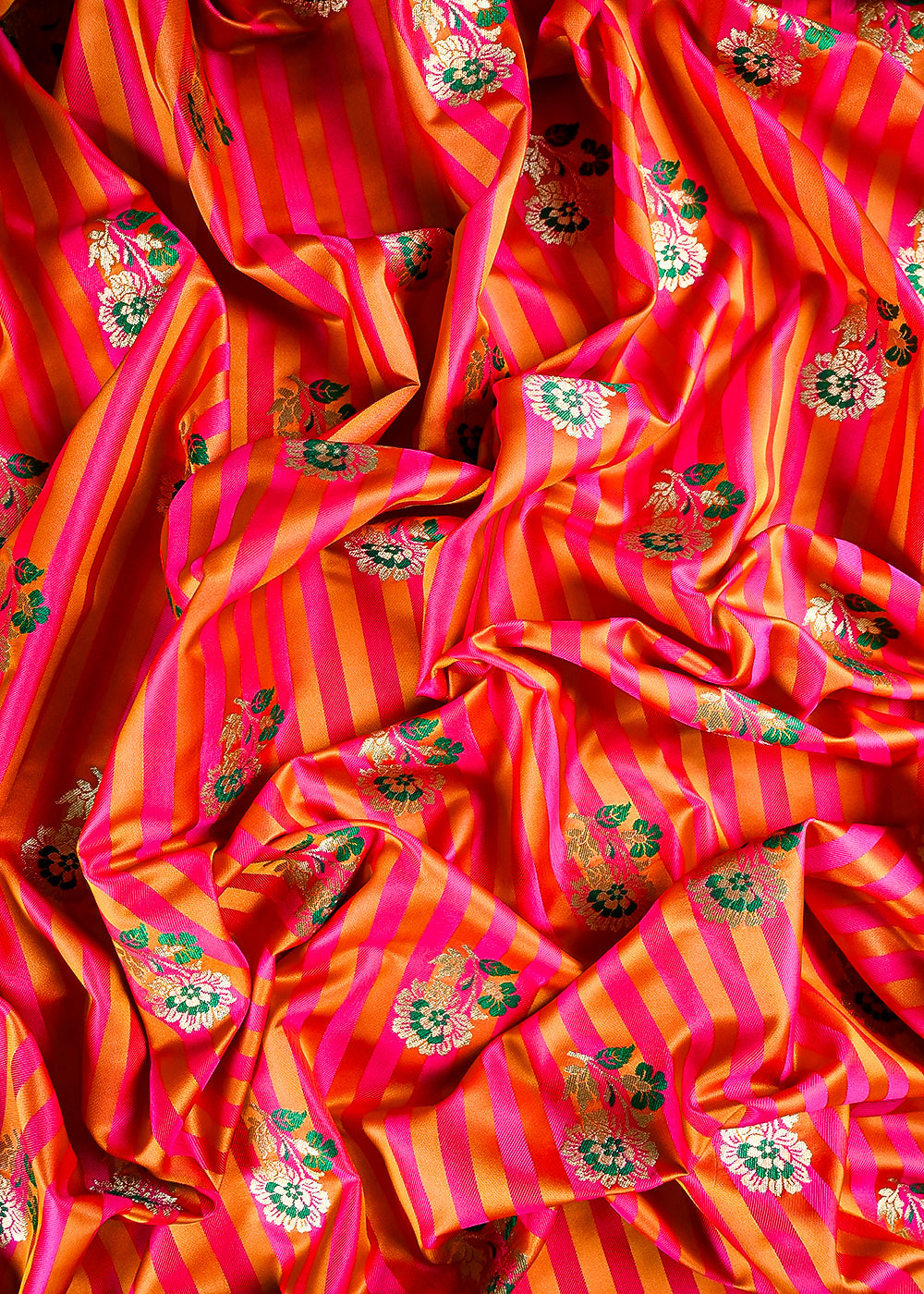 Mustard Silk Fabric With All Over Thread And Zari Handloom 23704