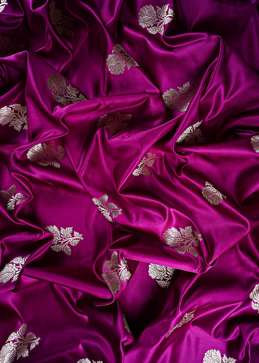 Purple Banarasi Brocade Fabric With All Over Zari Handloom 23716