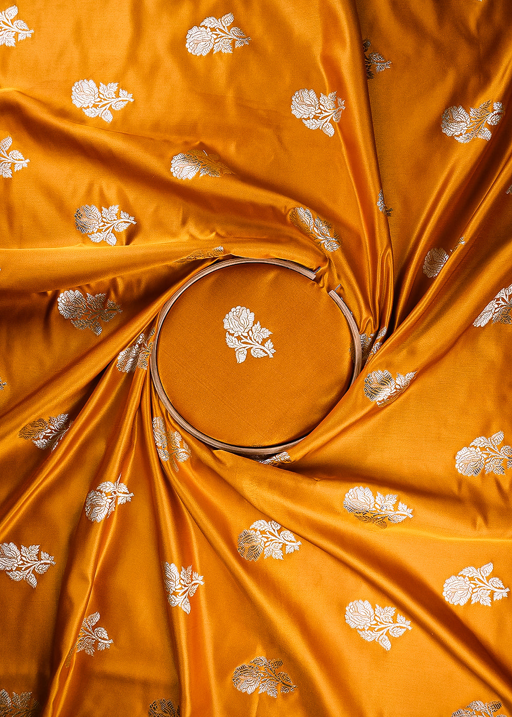 Mustard Banarasi Brocade Fabric With All Over Zari Handloom 23718