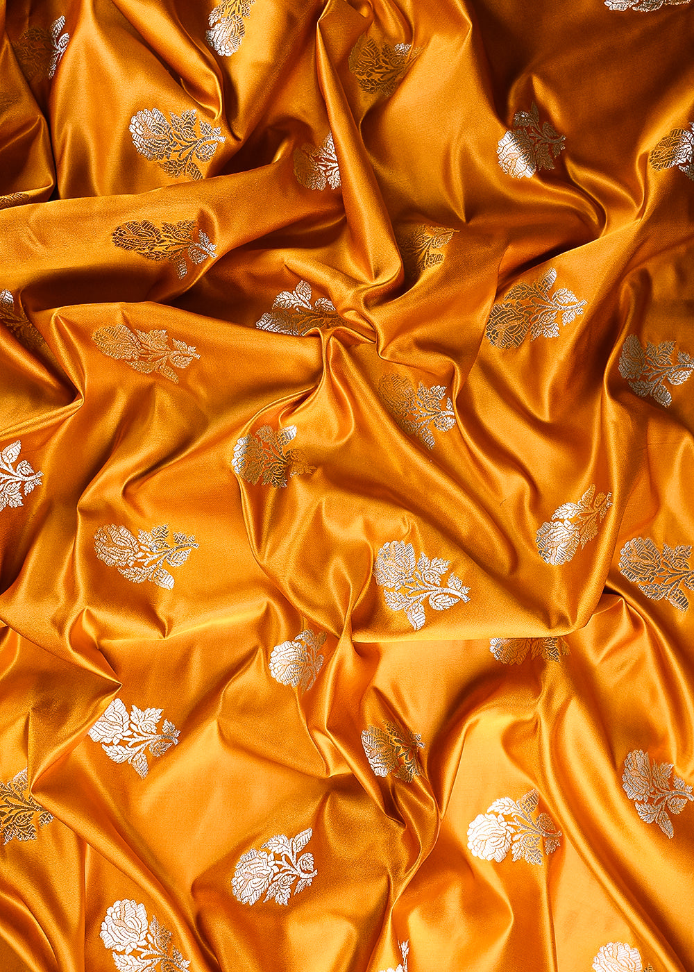 Mustard Banarasi Brocade Fabric With All Over Zari Handloom 23718