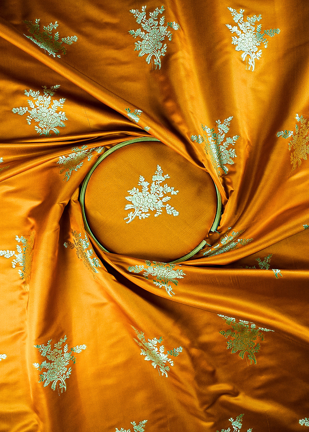 Mustard Banarasi Brocade Fabric With All Over Zari Handloom 23732