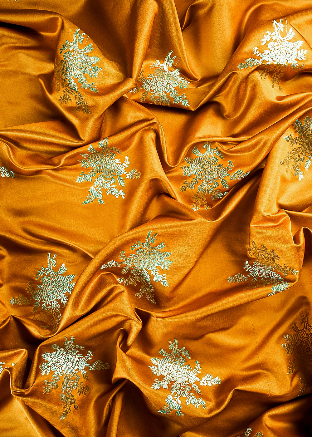 Mustard Banarasi Brocade Fabric With All Over Zari Handloom 23732