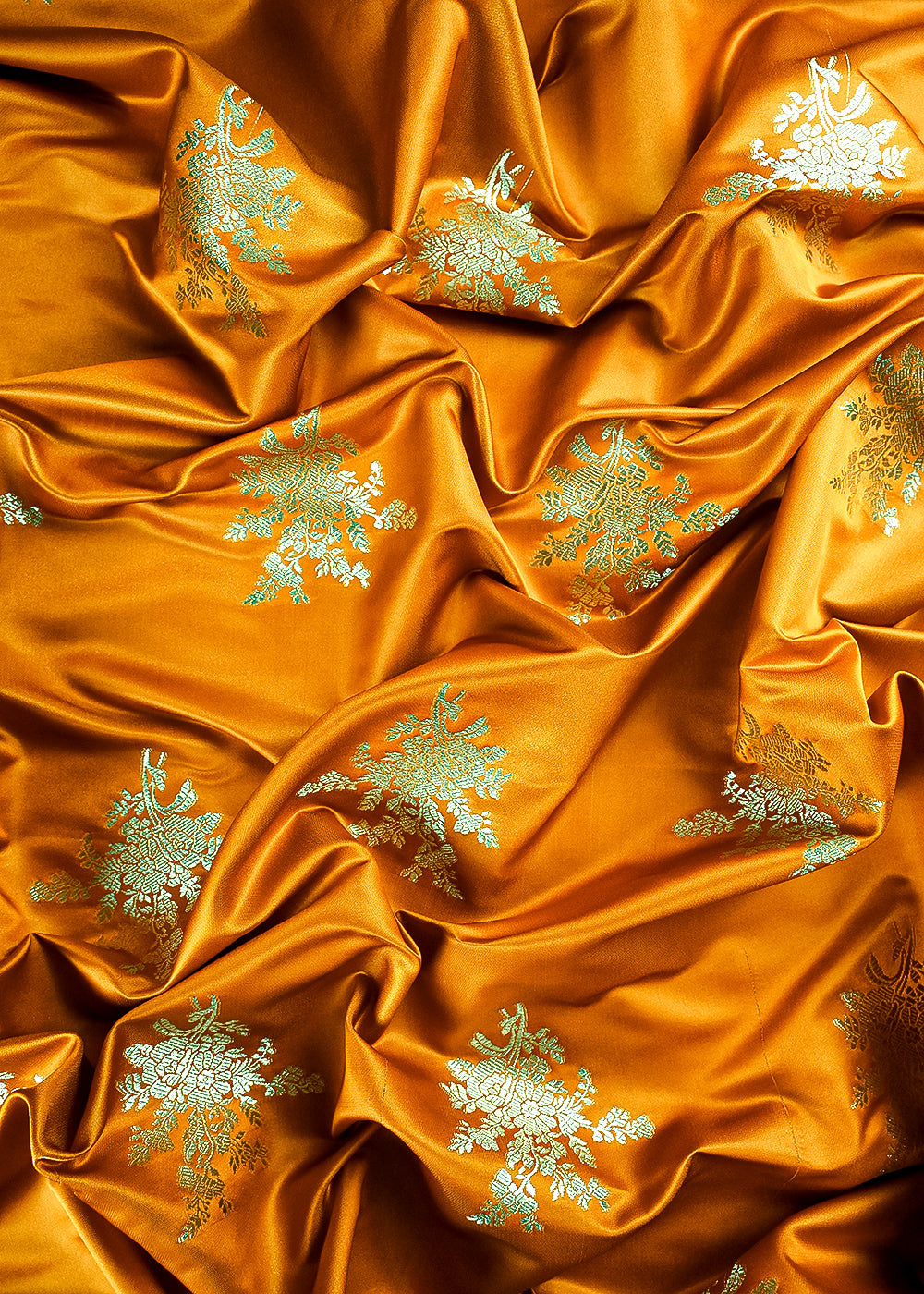 Mustard Banarasi Brocade Fabric With All Over Zari Handloom 23732