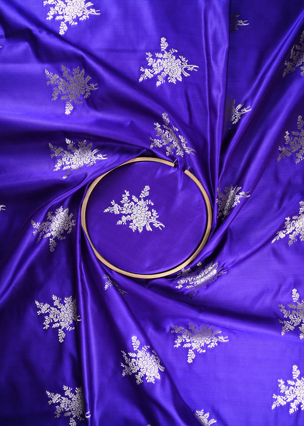 Violet Banarasi Brocade Fabric With All Over Zari Handloom 23737