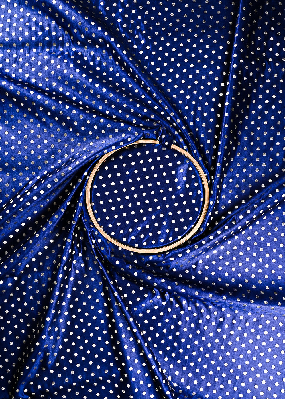 Navy Blue Banarasi Brocade Fabric With All Over Zari Handloom 23740