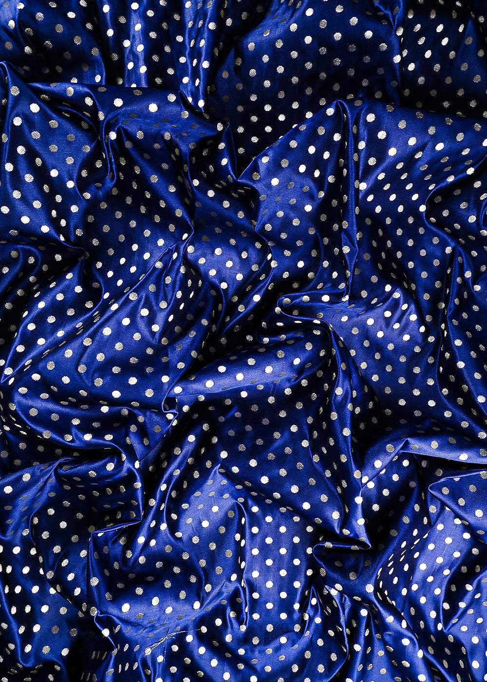 Navy Blue Banarasi Brocade Fabric With All Over Zari Handloom 23740