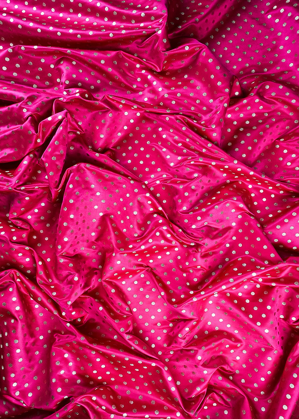 Rani Pink Banarasi Brocade Fabric With All Over Zari Handloom 23745