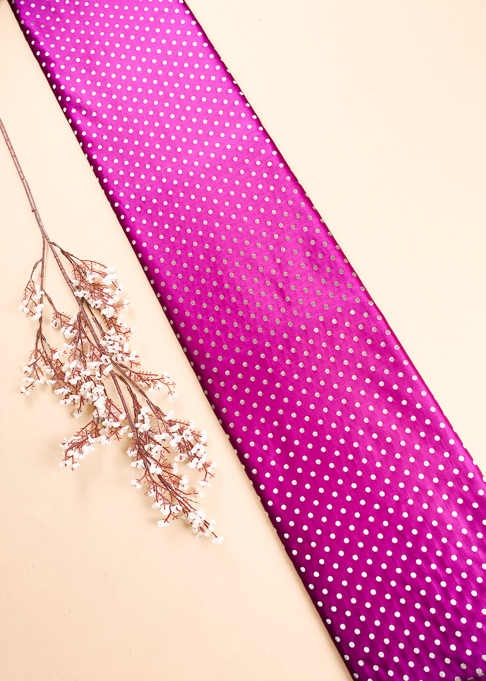 Purple Banarasi Brocade Fabric With All Over Zari Handloom 23746