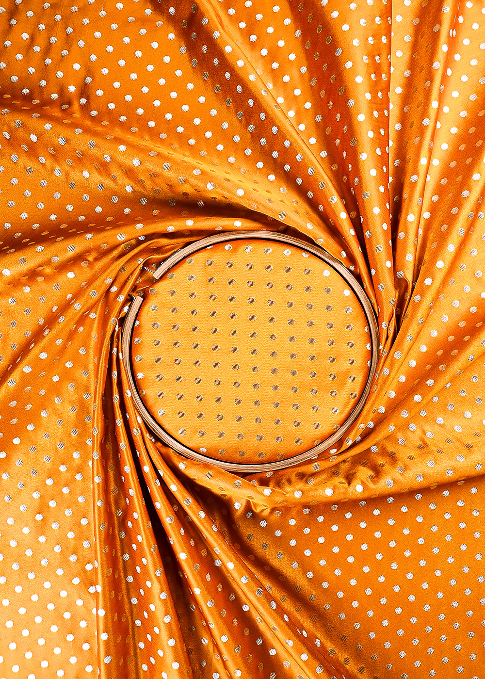 Mustard Banarasi Brocade Fabric With All Over Zari Handloom 23749