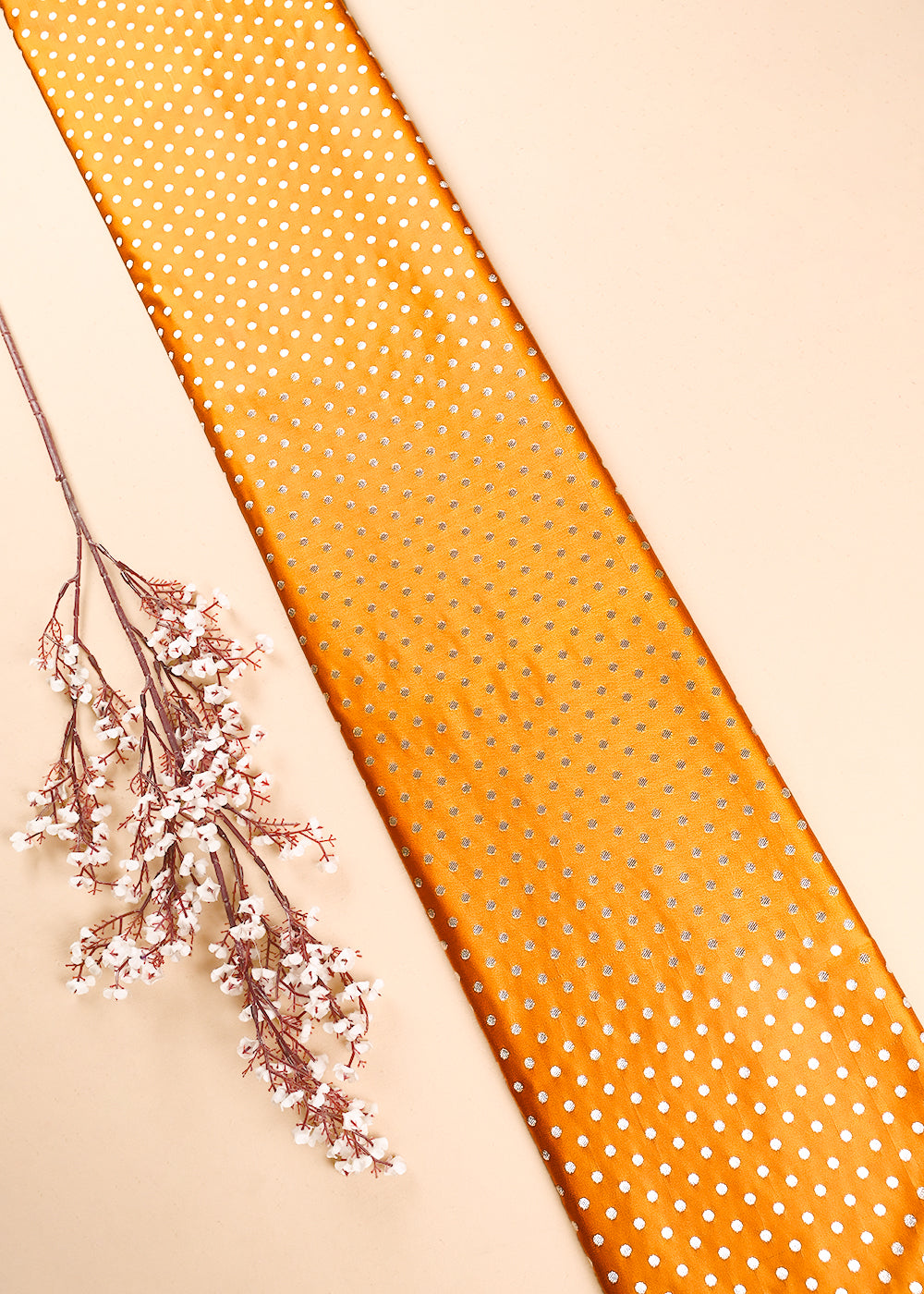 Mustard Banarasi Brocade Fabric With All Over Zari Handloom 23749