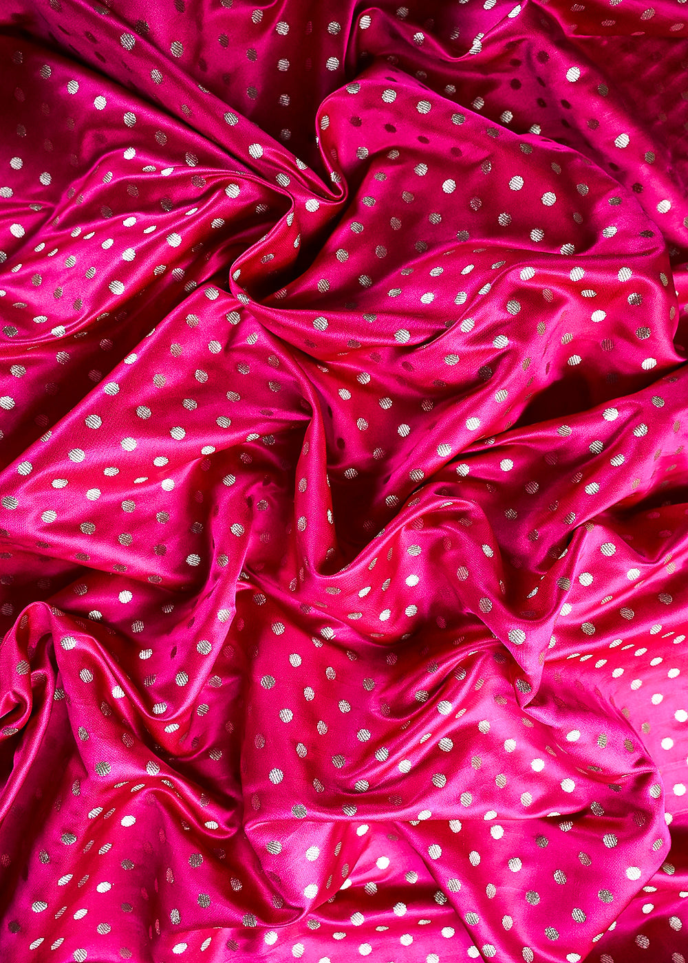 Rani Pink Banarasi Brocade Fabric With All Over Zari Handloom 23750