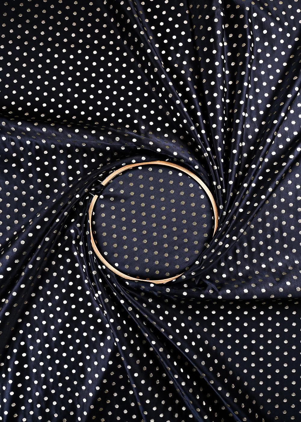 Black Banarasi Brocade Fabric With All Over Zari Handloom 23752