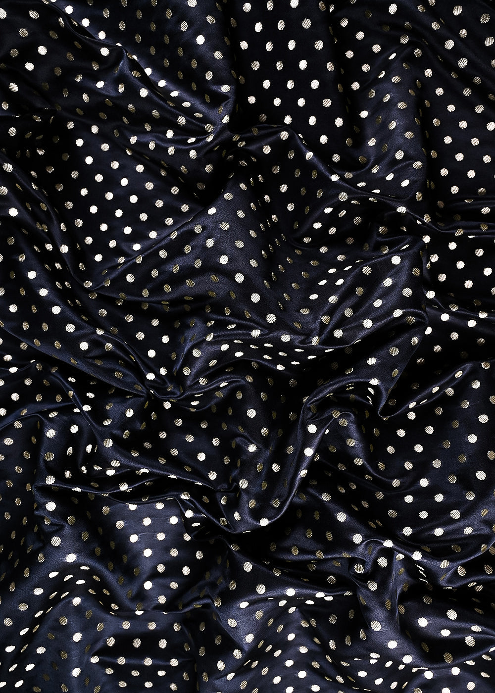 Black Banarasi Brocade Fabric With All Over Zari Handloom 23752