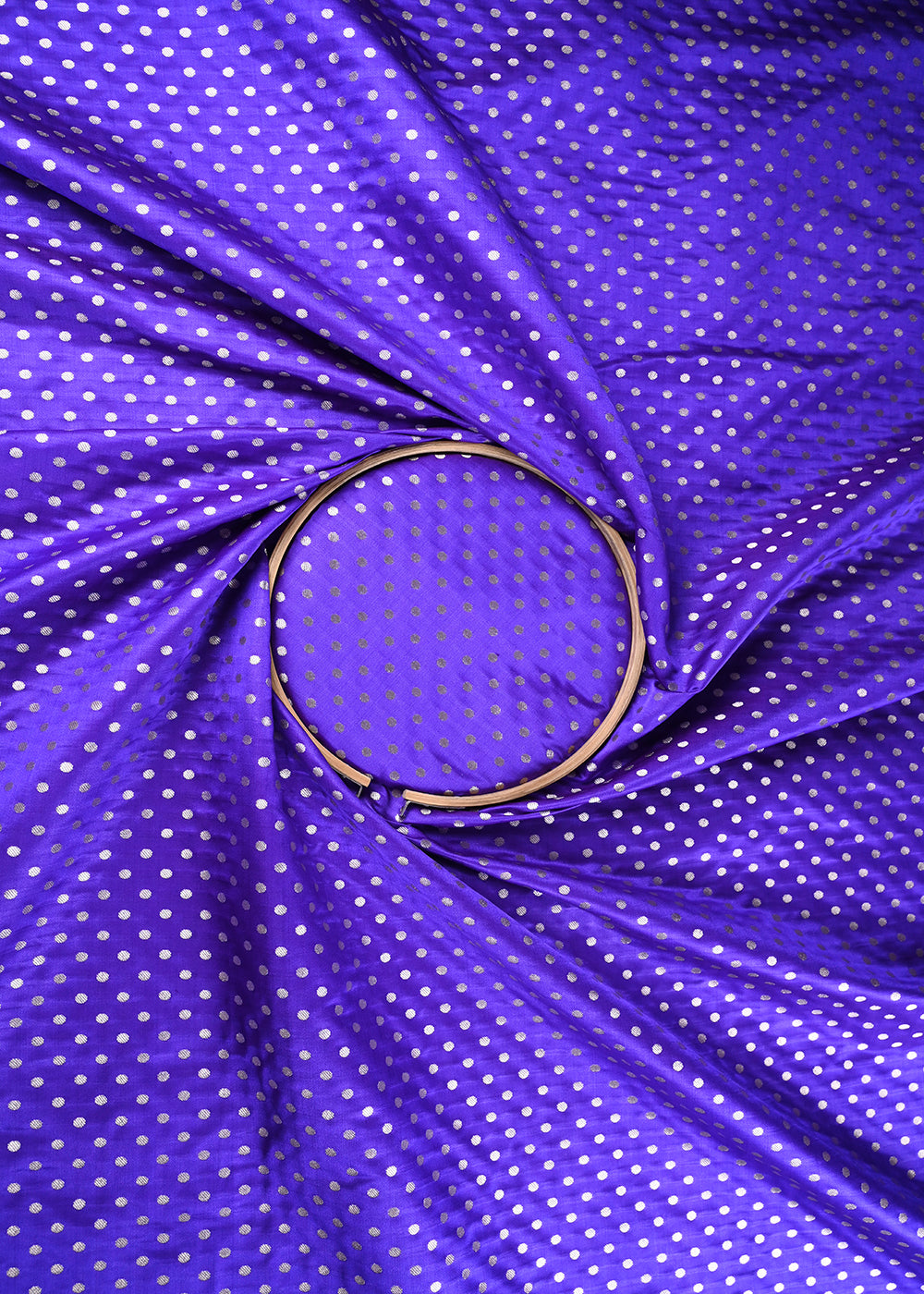 Indigo Banarasi Brocade Fabric With All Over Zari Handloom 23754
