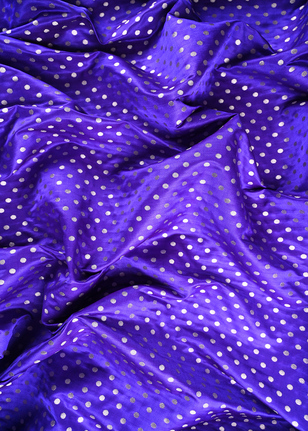 Indigo Banarasi Brocade Fabric With All Over Zari Handloom 23754