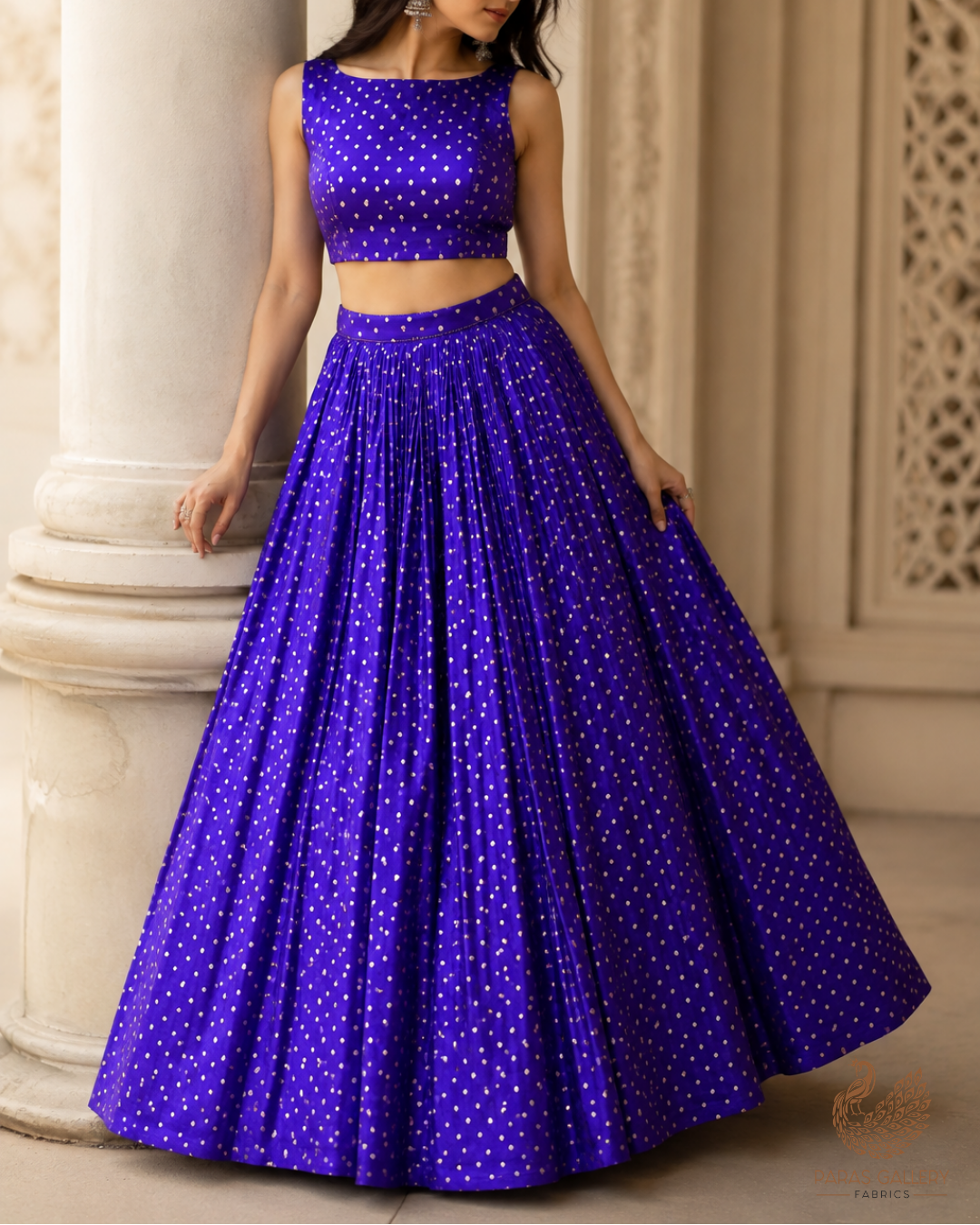 Indigo Blue Banarasi Brocade Fabric With All Over Zari Handloom 23754