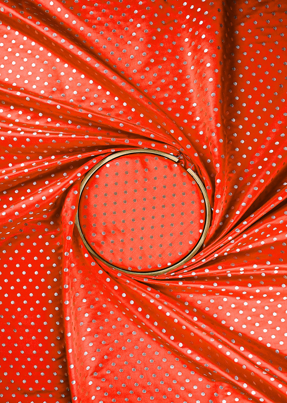 Red Banarasi Brocade Fabric With All Over Zari Handloom 23755