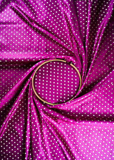 Purple Banarasi Brocade Fabric With All Over Zari Handloom 23756