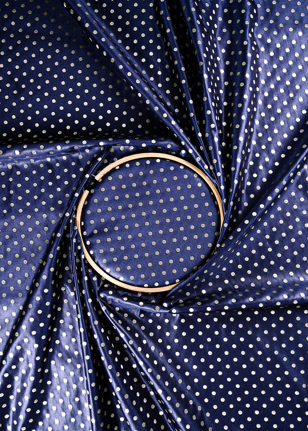 Navy Blue Banarasi Brocade Fabric With All Over Zari Handloom 23757