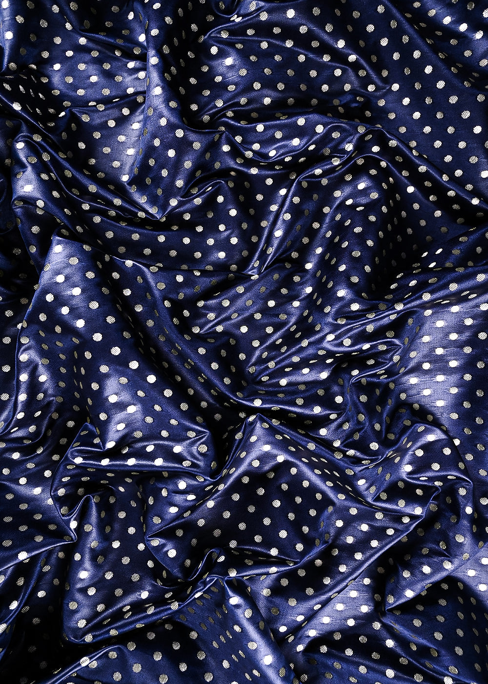 Navy Blue Banarasi Brocade Fabric With All Over Zari Handloom 23757