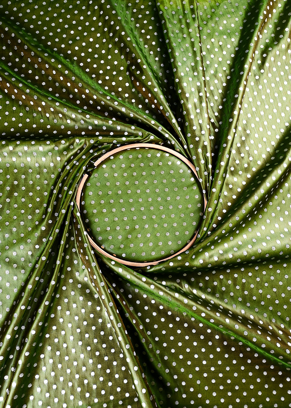 Mehndi Green Banarasi Brocade Fabric With All Over Zari Handloom 23759