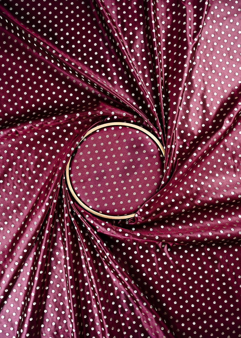 Burgundy Banarasi Brocade Fabric With All Over Zari Handloom 23760