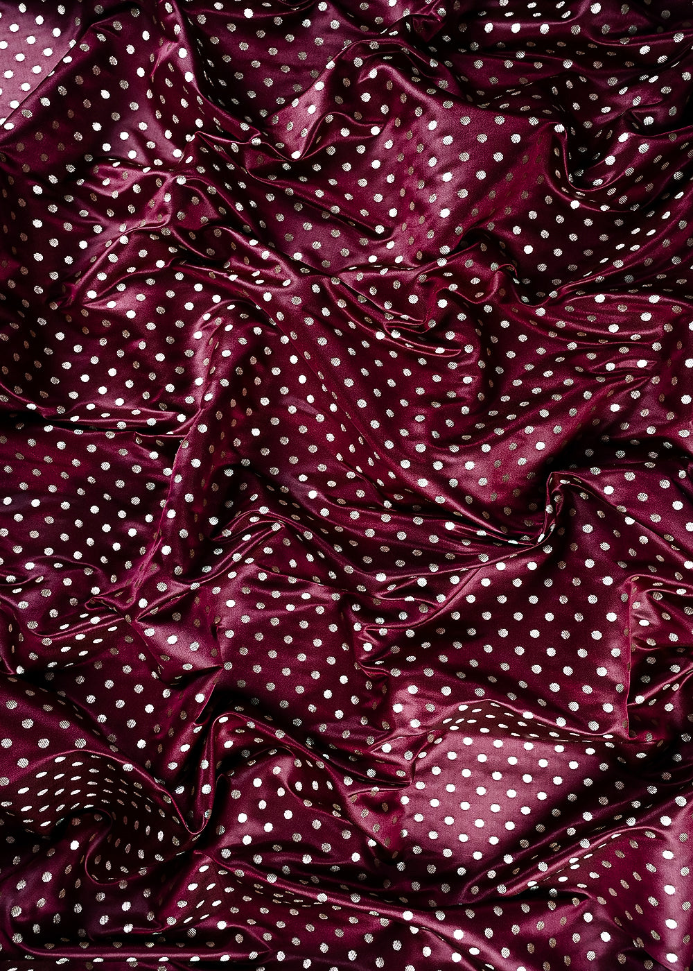 Burgundy Banarasi Brocade Fabric With All Over Zari Handloom 23760