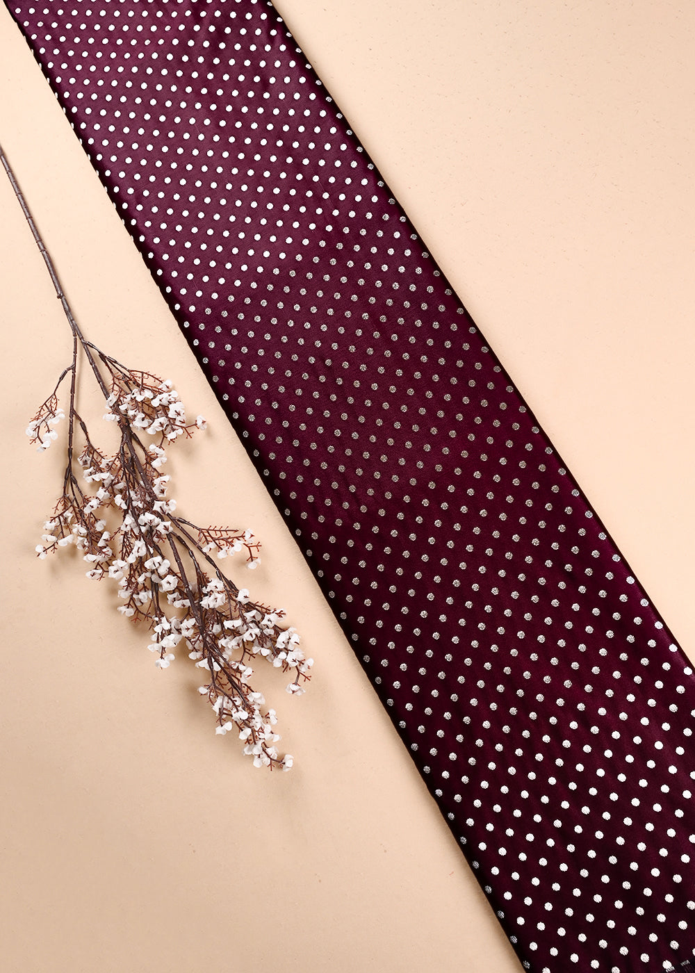Burgundy Banarasi Brocade Fabric With All Over Zari Handloom 23760