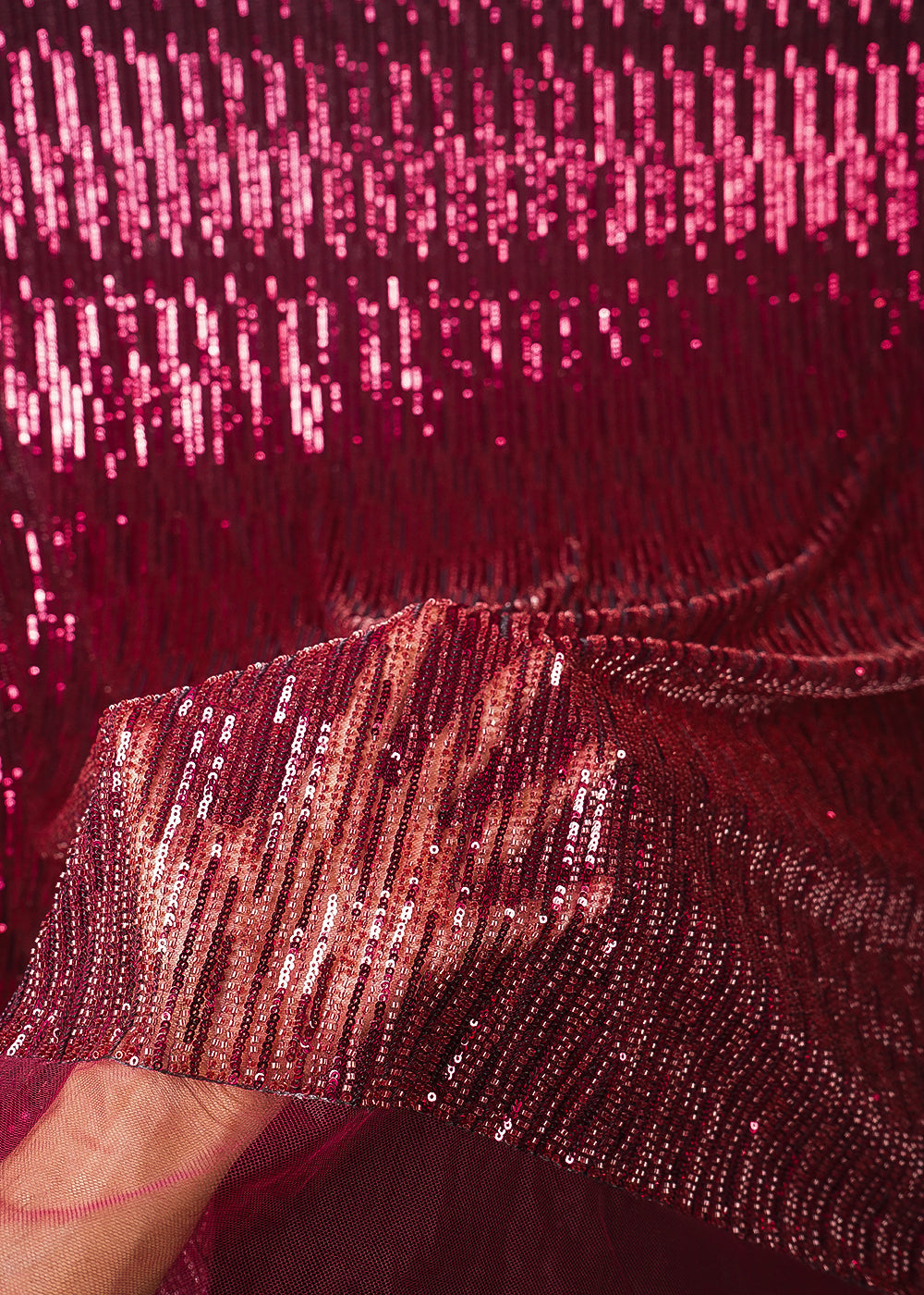 Maroon Imported Net Fabric With All Over Sequins And Katdana Work 23765