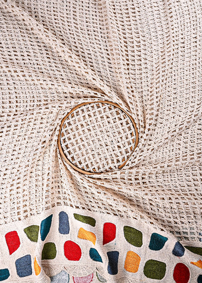 Cream Crochet Fabric With Abstract Pattern Of Thread 23767