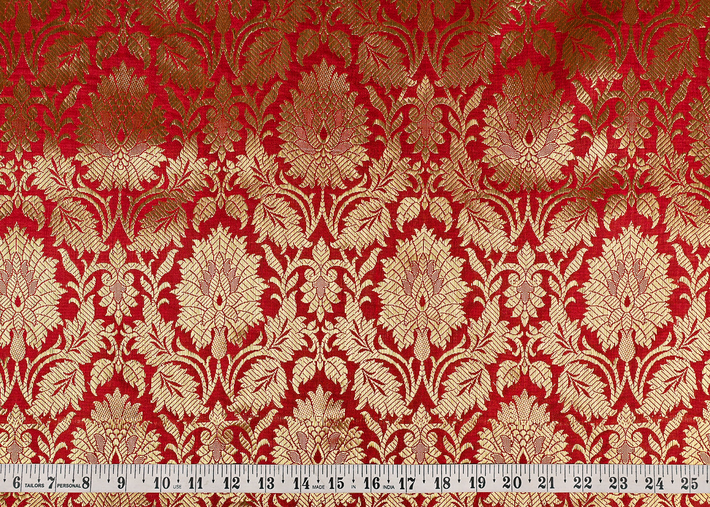 Mehroon Banarasi Brocade Fabric With All Over Golden Zari Handloom 23776