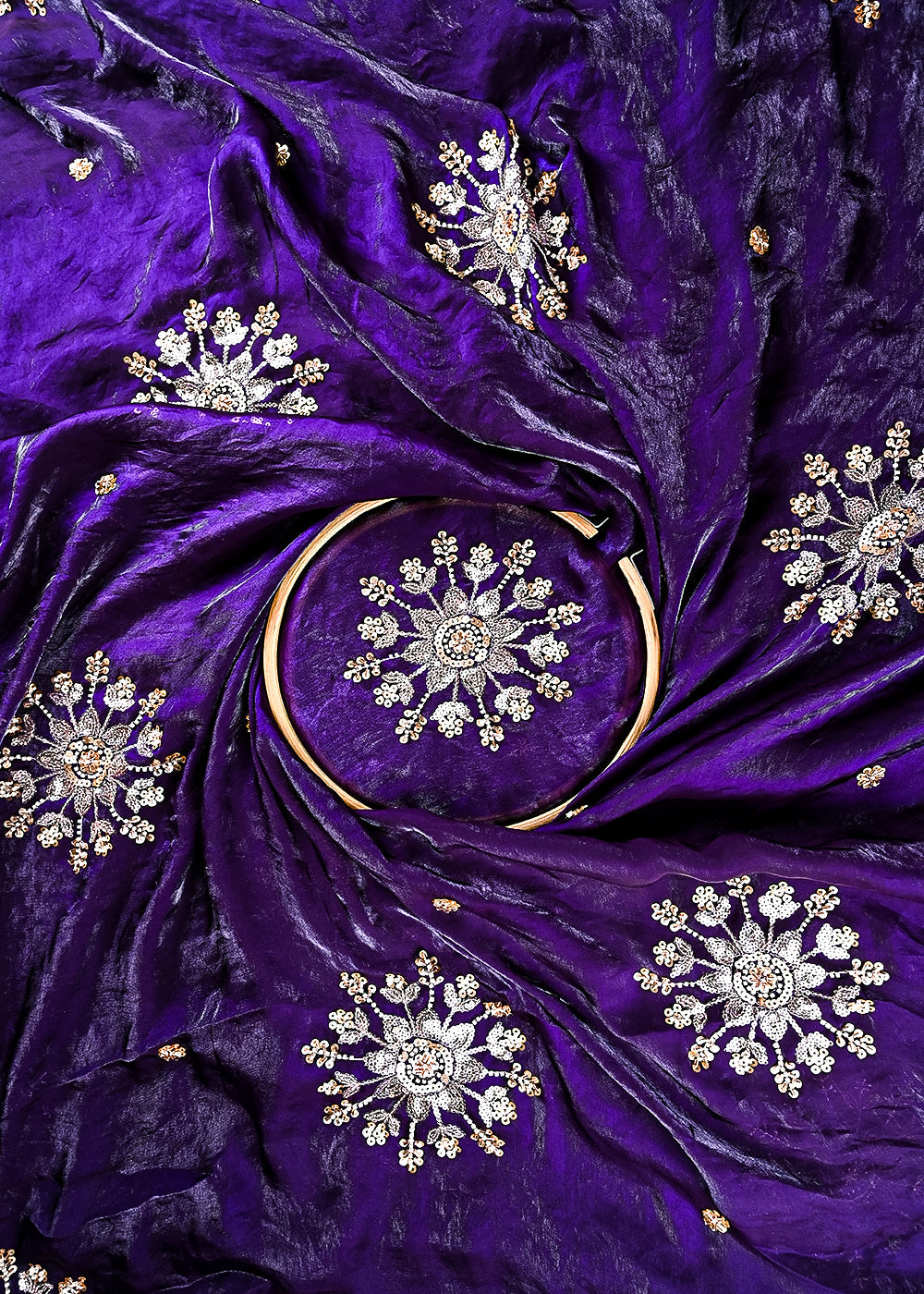Purple Diamond Tissue Fabric With All Over Zari, Sequins, Katdana And Bead Work 23785