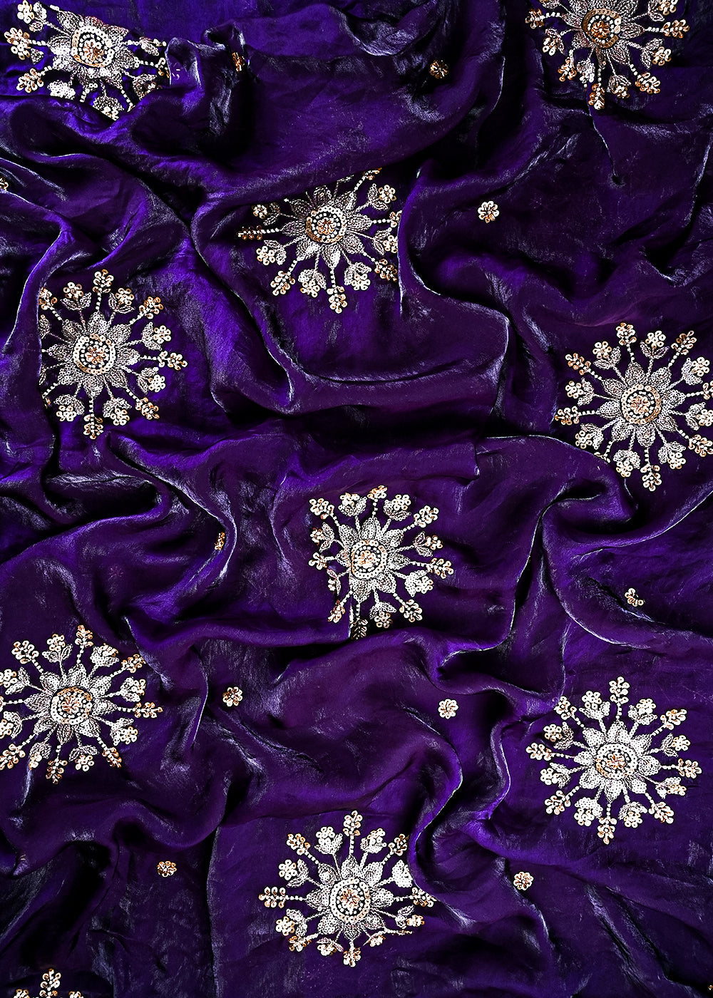 Purple Diamond Tissue Fabric With All Over Zari, Sequins, Katdana And Bead Work 23785