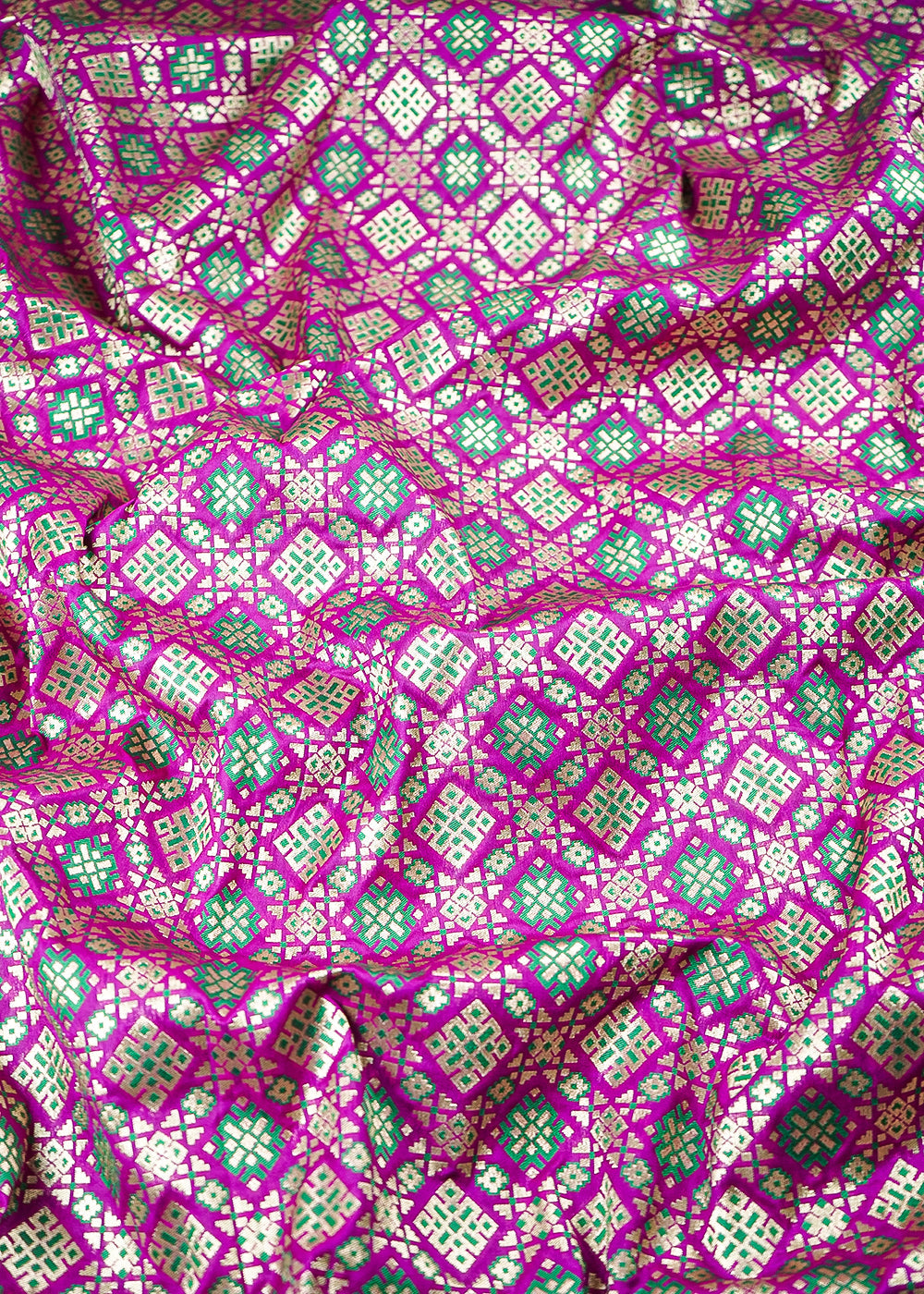 Purple Banarasi Brocade Fabric With All Over Thread And Zari Handloom 23810