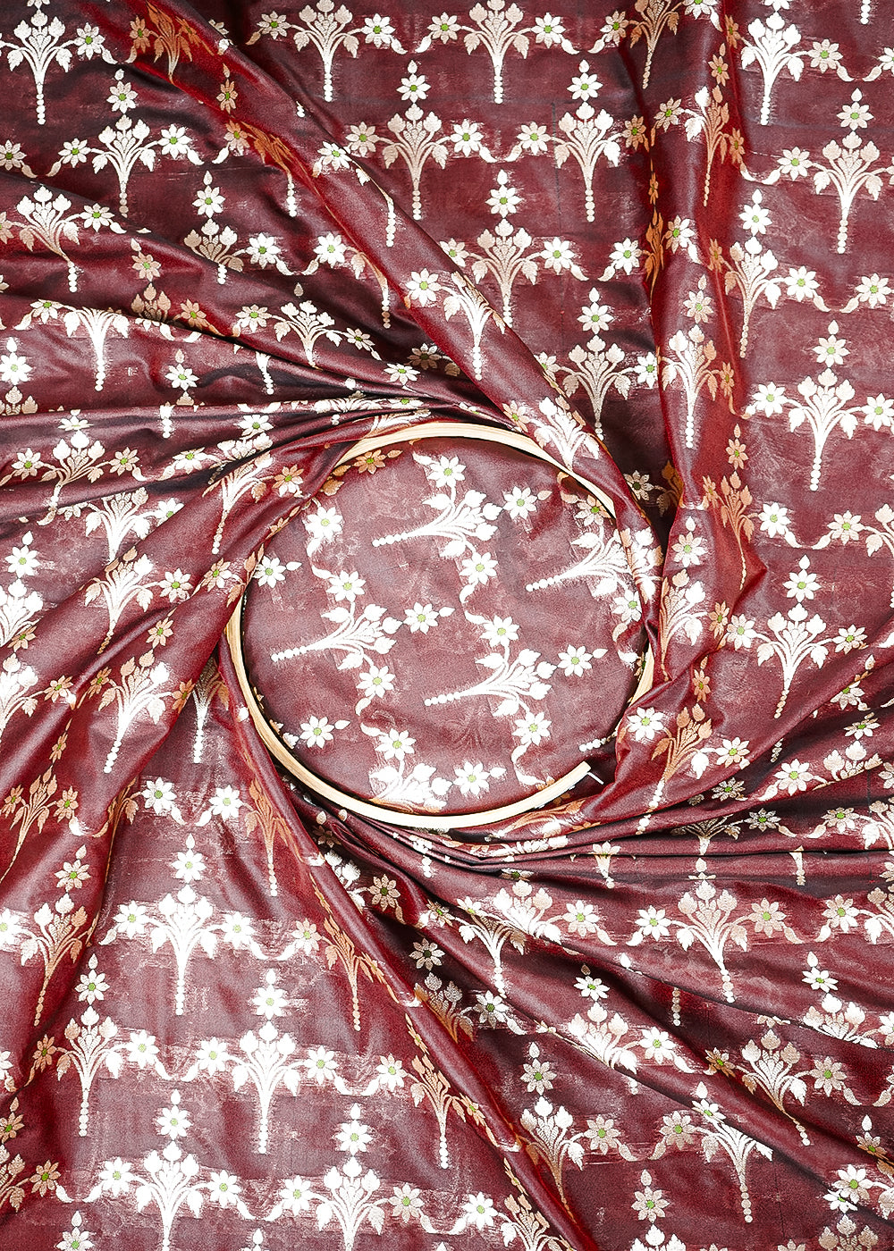 Chocolate Brown Banarasi Brocade Fabric With All Over Thread And Zari Handloom 23814