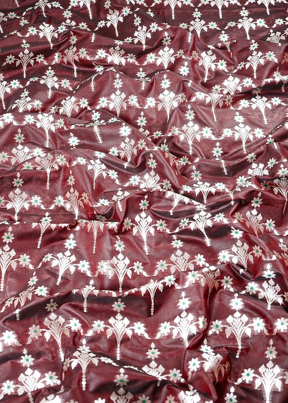 Chocolate Brown Banarasi Brocade Fabric With All Over Thread And Zari Handloom 23827