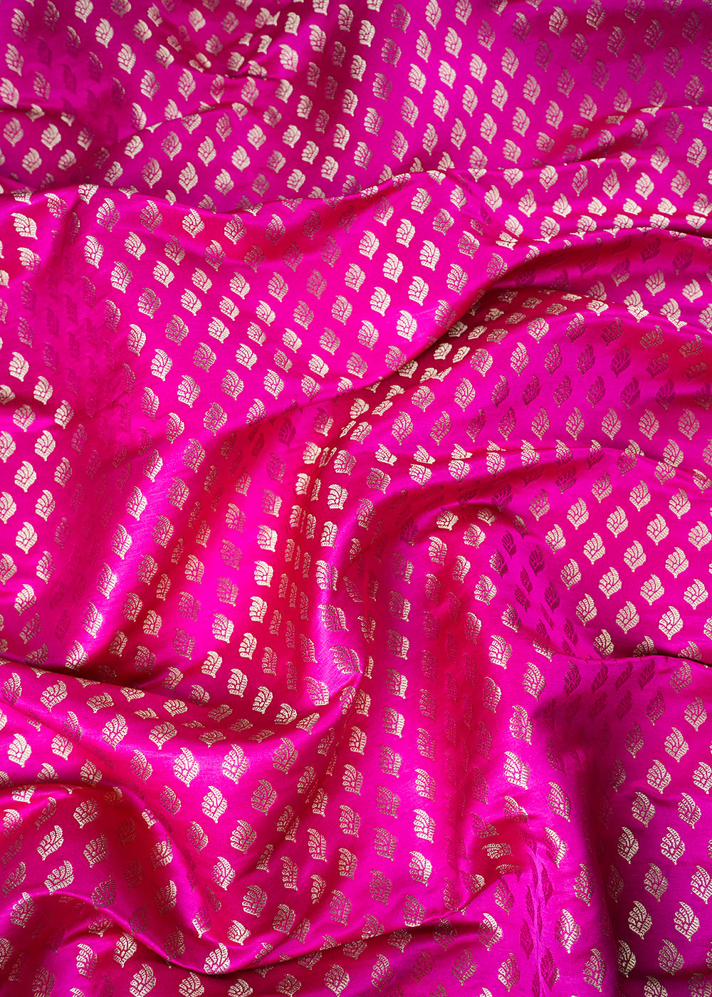 Rani Pink Banarasi Brocade Fabric With All Over Thread And Zari Handloom 23842