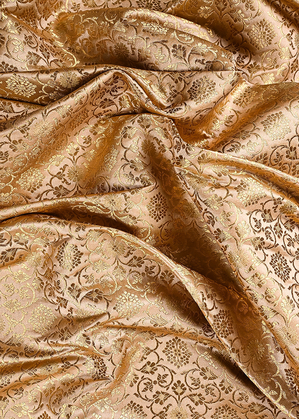 Golden Banarasi Brocade Fabric With All Over Thread And Golden Zari Handloom 23863