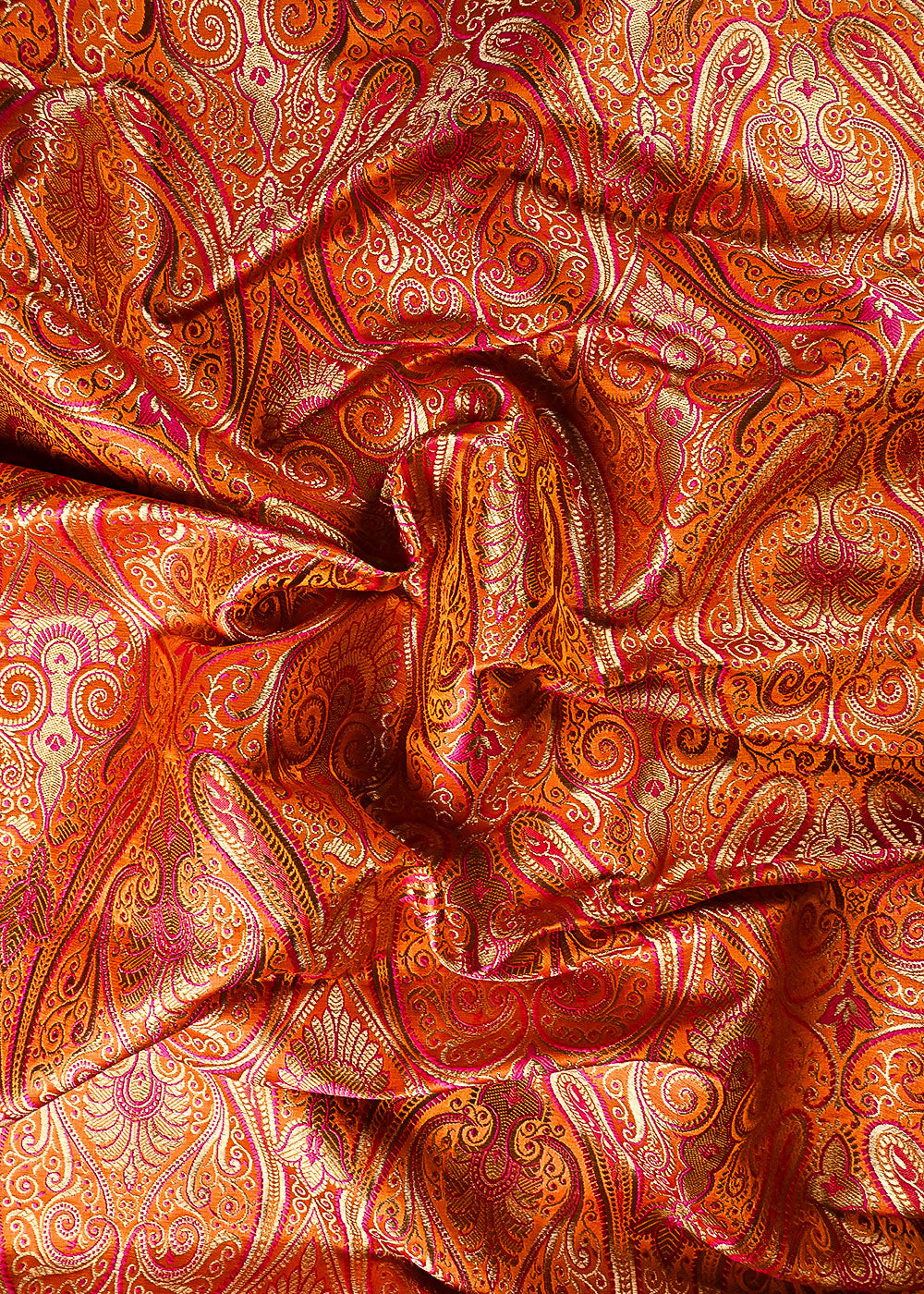 Mustard Banarasi Brocade Fabric With All Over Thread And Golden Zari Handloom 23877