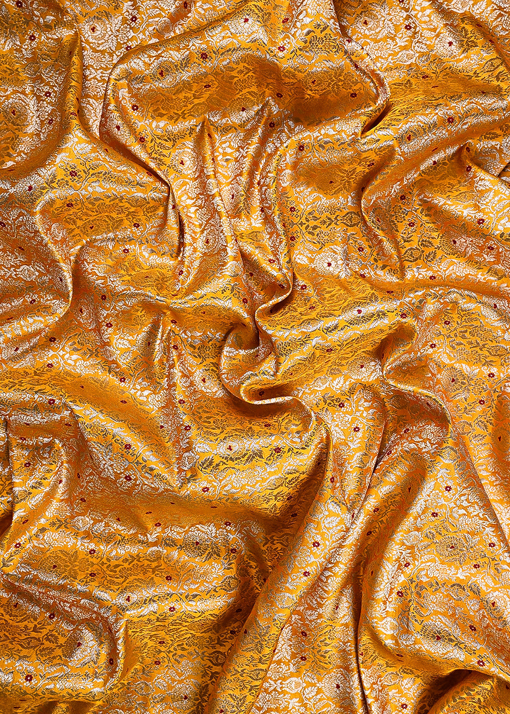 Mustard Banarasi Brocade Fabric With All Over Thread And Zari Handloom 23905
