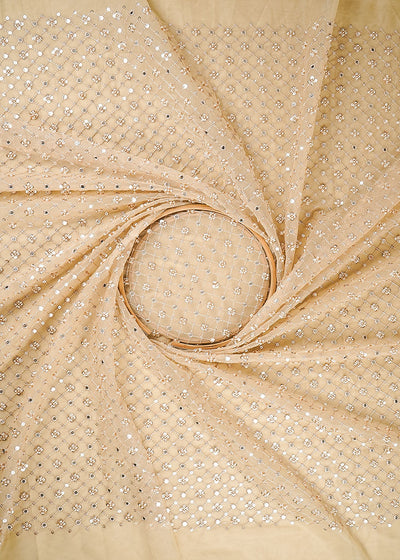 Golden Imported Net Fabric With All Over Zari, Sequins And Katdana Work 23923
