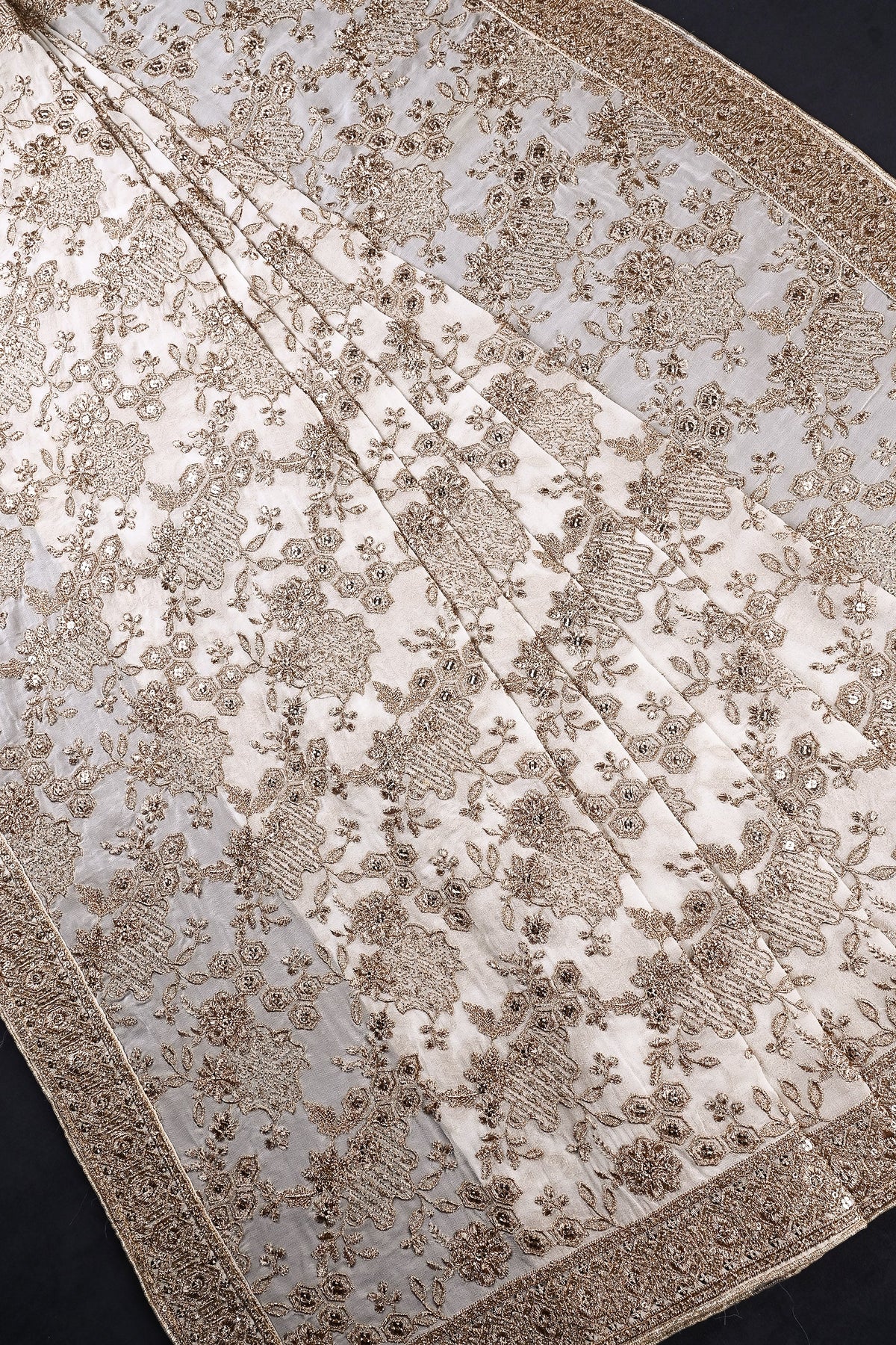 White Dyeable Georgette Dupatta All Over Zari And Sequins Work With Border 23945